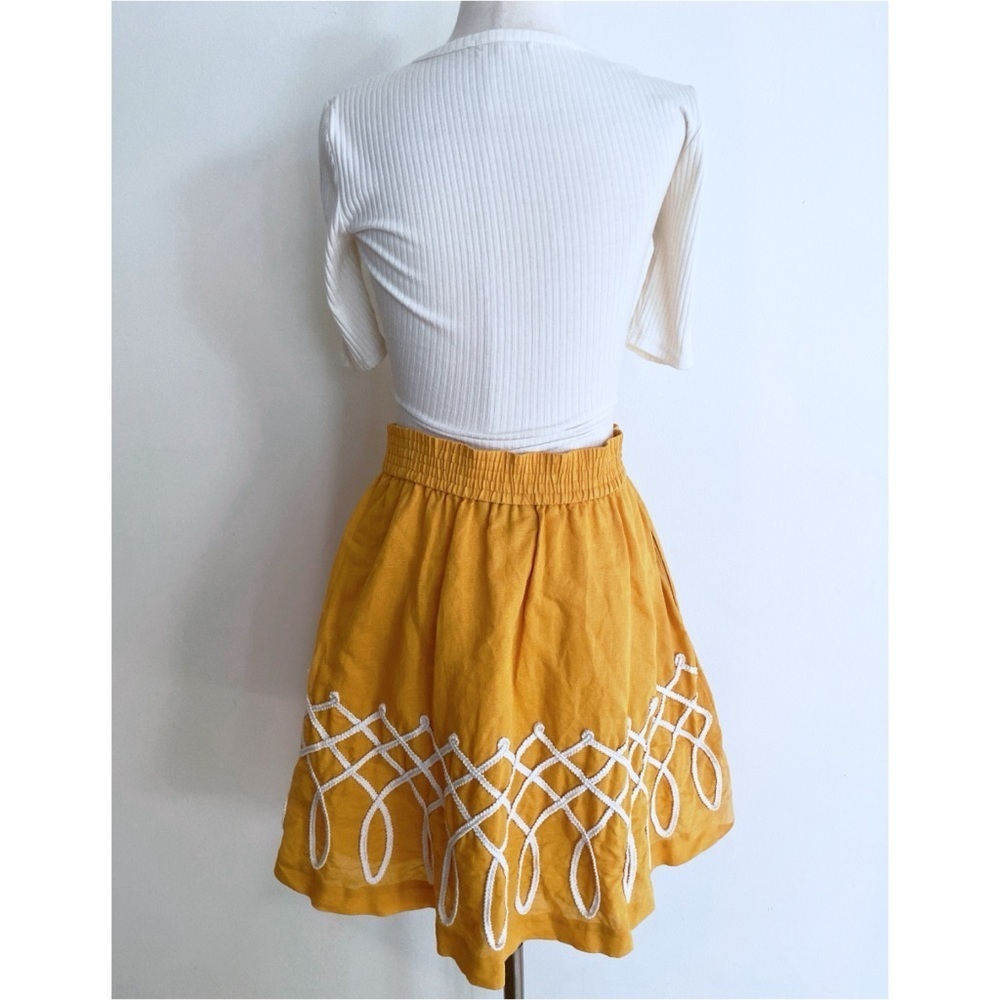 Anthropologie Girl from Savoy Yellow Sugar Work Embroidered Swirl Skirt - Picture 8 of 9